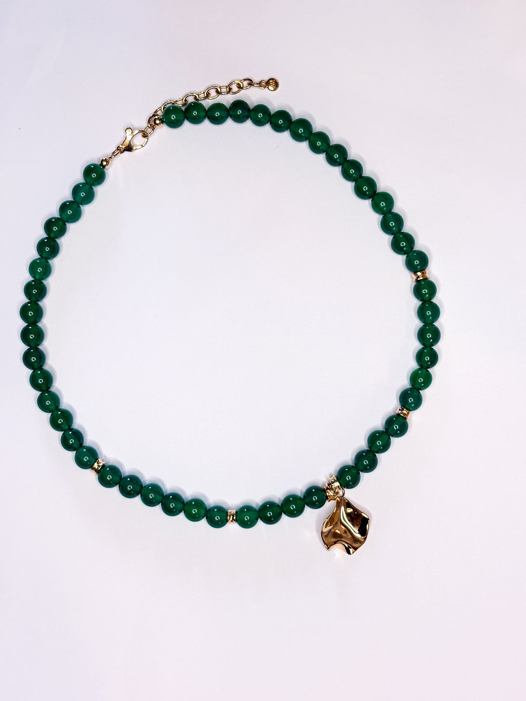 Harmony Green Agate Beaded Asymmetric Pendant Necklace